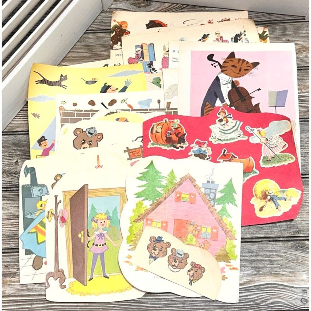 Junk Journal Collage Scrapbook Paper Ephemera Children's Book Pages 40's50's
